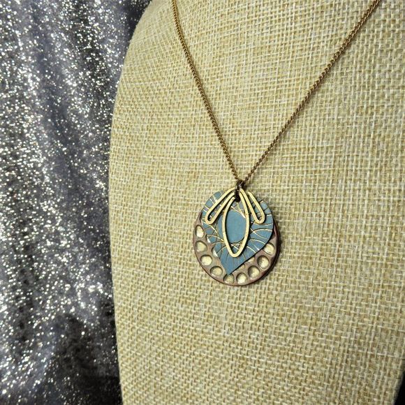 Blue and Gold Necklace and Earring Set...................225 - Picture 3 of 4